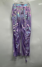 Load image into Gallery viewer, Hot &amp; Delicious Womens Purple Holographic Ruched Jogger Pants Size Medium

