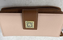 Load image into Gallery viewer, Stone Mountain Womens Peach Brown Pebbled Leather Zip-Around Wallet In Open Box
