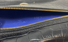 Load image into Gallery viewer, Cole Haan Womens Izzie Black Croc Embossed Leather Clutch Purse With Tag
