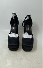 Load image into Gallery viewer, Dream Pairs Womens Black Leather Block Ankle Strap Platform Heels Size 9
