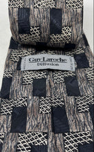 Load image into Gallery viewer, Guy Laroche Diffusion Mens Gray Black Geometric Print Keeper Loop Pointed Tie
