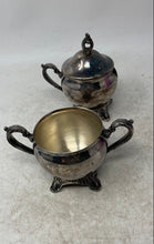 Load image into Gallery viewer, Vintage Set Of 2 Pcs Silver-Tone Engraved Scroll Handle Sugar Bowl And Creamer
