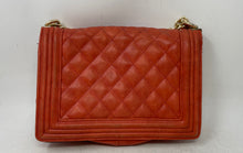 Load image into Gallery viewer, Bebe Womens Orange Quilted Leather Adjustable Strap Flap Crossbody Handbag
