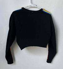 Load image into Gallery viewer, Guess Womens Black Rainbow Striped Long Sleeve Cropped Pullover Sweatshirt Sz M
