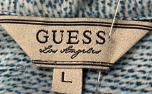 Load image into Gallery viewer, Guess Womens Blue Printed Long Sleeve Collared Button-Up Shirt Size Large
