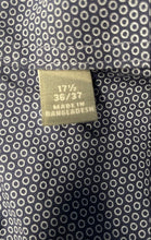 Load image into Gallery viewer, Michael Kors Mens Blue White Geometric Print Slim Fit Dress Shirt Size 17 1/2
