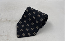 Load image into Gallery viewer, Giorgio Armani Mens Gray Geometric Print Silk Keeper Loop Adjustable Pointed Tie
