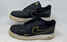 Load image into Gallery viewer, Nike Mens Air Force 1 '07 LV8 Black Gold Leather Sneaker Shoes Size 9 No Laces
