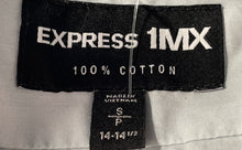 Load image into Gallery viewer, Express Mens 1MX Blue Cotton Spread Collar Long Sleeve Dress Shirt Size Small
