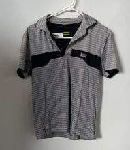 Load image into Gallery viewer, Hugo Boss Mens Gray Striped Short Sleeve Collared Patrick Polo Shirt Size Small
