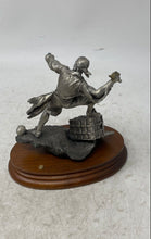 Load image into Gallery viewer, Collectible Silver Brown David LaRocca Pirate Pewter On Wood Figurine Damage
