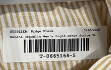 Load image into Gallery viewer, Banana Republic Mens Light Brown Striped Standard Fit Button-Up Shirt Size M
