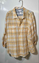 Load image into Gallery viewer, Calvin Klein Mens Peach Plaid Roll-Tab Sleeve Collared Button-Up Shirt Size XXL
