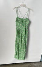 Load image into Gallery viewer, Zara Womens Green White Floral Spaghetti Strap V-Neck Smocked Maxi Dress Size L
