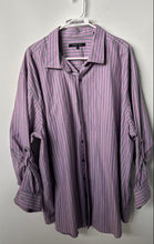 Load image into Gallery viewer, Synrgy Mens Purple Striped Cotton Long Sleeve Button-Up Shirt Size 3XL
