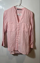Load image into Gallery viewer, Zara Womens Pink Linen Long Sleeve Chest Pockets Button-Up Shirt Size XS
