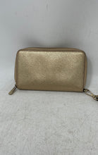 Load image into Gallery viewer, Michael Kors Womens Gold-Tone Saffiano Leather Zip-Around Wristlet Wallet
