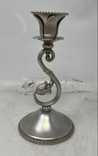 Load image into Gallery viewer, Farberware Wrought Aluminum Silver Color Tulip And Scroll Candlestick Holder
