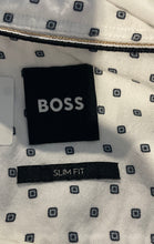 Load image into Gallery viewer, Hugo Boss Mens White Black Slim Fit Long Sleeve Collared Button-Up Shirt Size L
