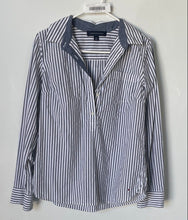 Load image into Gallery viewer, Tommy Hilfiger Womens Blue White Striped Cotton Button-Up Shirt Size S/P
