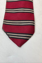 Load image into Gallery viewer, Brooks Brothers Mens Makers Red Black And Beige Striped Silk Pointed Tie

