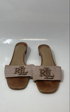 Load image into Gallery viewer, Lauren Ralph Lauren Womens Fay Brown Beige Leather Slip-On Slide Sandals Sz 9.5B
