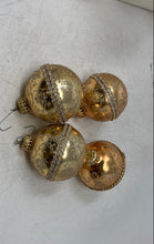 Load image into Gallery viewer, American Classic Gold Tone Holiday Decoration Ball Christmas Ornaments Set Of 4

