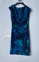 Load image into Gallery viewer, Lauren Ralph Lauren Womens Blue Black Floral Print Cowl Neck Sheath Dress Size 8
