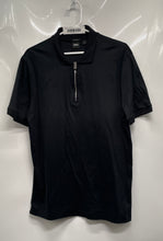 Load image into Gallery viewer, Hugo Boss Mens Black Short Sleeve Collared Front Quarter Zip Polo Shirt Size L
