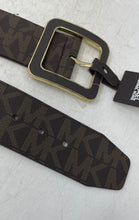 Load image into Gallery viewer, Michael Kors Mens Brown Signature Print Adjustable Buckle Dress Belt Size M/L
