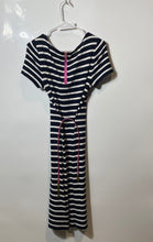 Load image into Gallery viewer, Lauren Ralph Lauren Womens Dark Blue White Striped Belted Sheath Dress Size M
