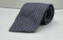 Load image into Gallery viewer, Christian Dior Mens Blue Printed Silk Keeper Loop Adjustable Pointed Tie
