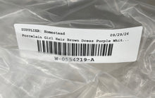 Load image into Gallery viewer, Curly Hair Brown Eyes Girl Porcelain Doll In Removable Purple White Maxi Dress
