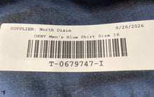 Load image into Gallery viewer, DKNY Mens Blue Long Sleeve Spread Collar Regular Fit Dress Shirt Size 16
