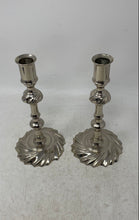 Load image into Gallery viewer, Unbranded Silver-Tone Shiny Metal Twisted Design Candle Holders Set Of 2 Pcs
