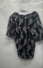 Load image into Gallery viewer, Karl Lagerfeld Womens Black Eiffel Tower Floral Short Sleeve Blouse Top Size M
