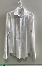 Load image into Gallery viewer, Calvin Klein Mens White Pleated Slim Fit Stretch Wrinkle Free Dress Shirt Size M
