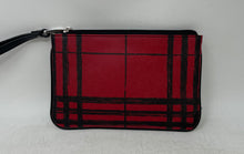 Load image into Gallery viewer, Lauren Ralph Lauren Womens Red Black Plaid Pebbled Leather Wristlet Wallet
