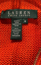 Load image into Gallery viewer, Lauren Ralph Lauren Womens Orange Knitted Full-Zip Sweater Size Medium
