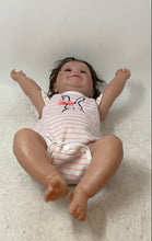 Load image into Gallery viewer, RBG Baby Doll Pink White Striped Bunny Outfit Brown Hair Toy Stained
