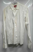 Load image into Gallery viewer, Hugo Boss Mens Off White Long Sleeve Collared Button-Up Shirt Size Medium
