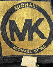 Load image into Gallery viewer, Michael Kors Womens Black Gold Chain Fringe Long Sleeve Jacket Size 10
