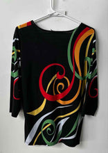 Load image into Gallery viewer, Valentina Womens Multicolor Abstract Rhinestone V-Neck Tunic Blouse Top No Size

