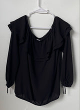 Load image into Gallery viewer, Michael Kors Womens Black Off The Shoulder Layered Ruffle Blouse Top Size M
