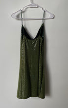 Load image into Gallery viewer, Popular Basics Womens Green Sequin Sleeveless Cowl Neck Mini Dress Size Large
