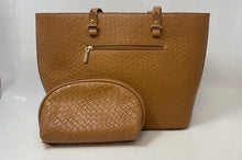 Load image into Gallery viewer, Lovevook Womens Light Brown Woven Leather Double Handle Tote Purse With Wallet
