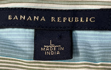 Load image into Gallery viewer, Banana Republic Mens Multicolor Striped Cotton Short Sleeve Button-Up Shirt Sz L
