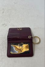 Load image into Gallery viewer, Victoria's Secret Womens Dark Purple Embossed Leather Keychain Card Case Wallet
