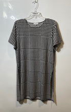 Load image into Gallery viewer, Calvin Klein Womens Black And White Houndstooth Shift Dress w/ Side Split Size L
