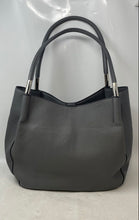 Load image into Gallery viewer, Alfani Womens Gray Leather Inner Pockets Bottom Studs Double Handle Tote Handbag
